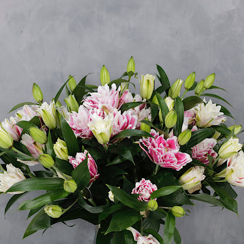 Double Pink Lily Vase